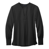 C2569 Ladies Open-Neck Satin Blouse