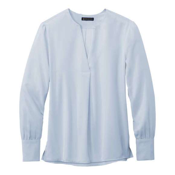 C2569 Ladies Open-Neck Satin Blouse