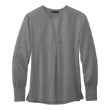 C2569 Ladies Open-Neck Satin Blouse