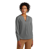 C2569 Ladies Open-Neck Satin Blouse