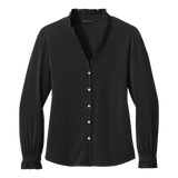 C2619 Ladies Long Sleever Ruffle Collar Blouse