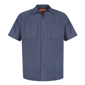 C1321MSS Mens Short Sleeve Striped Industrial Work Shirt