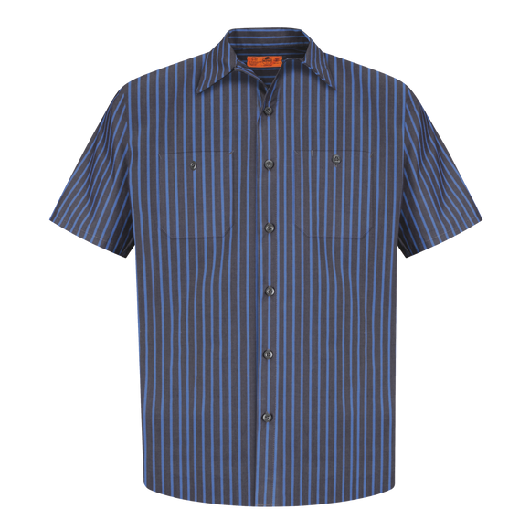 C1673MSS Mens Tall Striped Industrial Short Sleeve Work Shirt