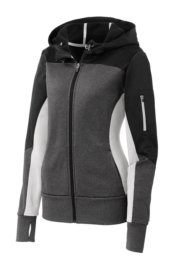C1745 Ladies Tech Fleece Colorblock Full-Zip Hooded Jacket