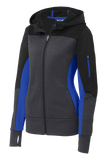 C1745 Ladies Tech Fleece Colorblock Full-Zip Hooded Jacket